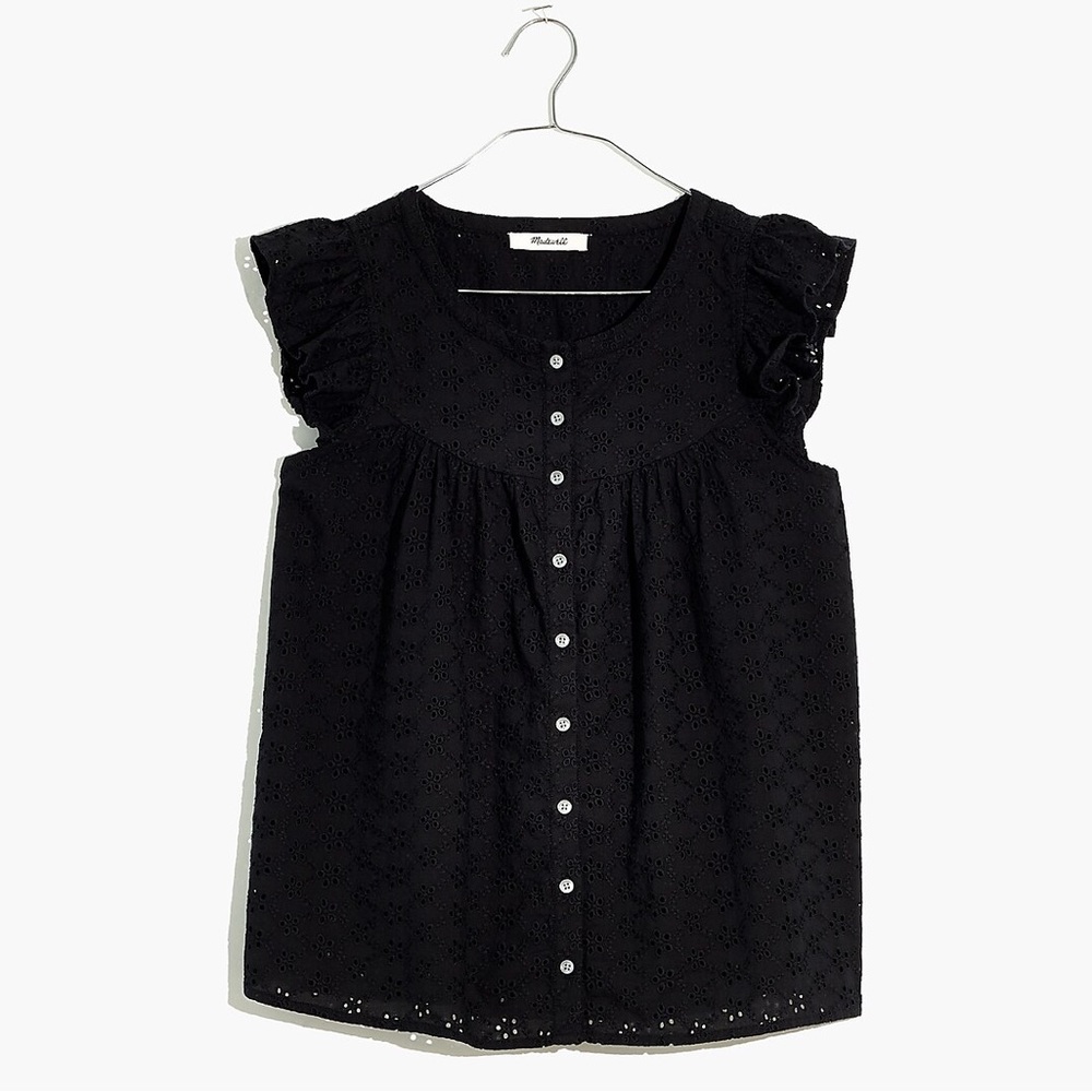 MADEWELL Ruffle-Sleeve Bib Top